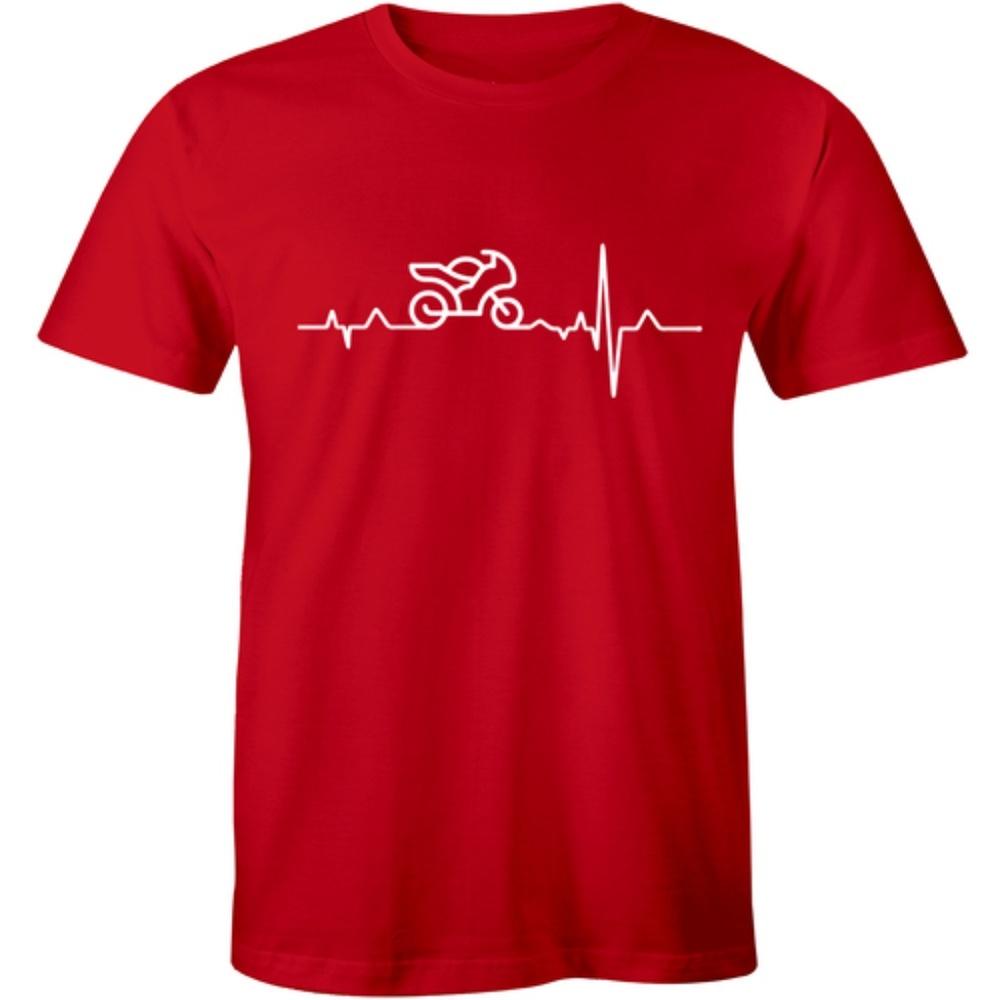 Motorbike Pulse T-Shirt Heartbeat Biker Rider Tee